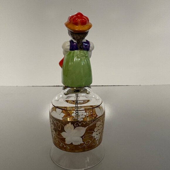 Western Germany Hand-Painted Porcelain Girl Glass Bell Gold Trim Grapevine VTG - Picture 2 of 10